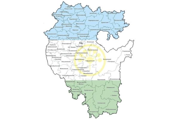 Карта Башкирии с районами