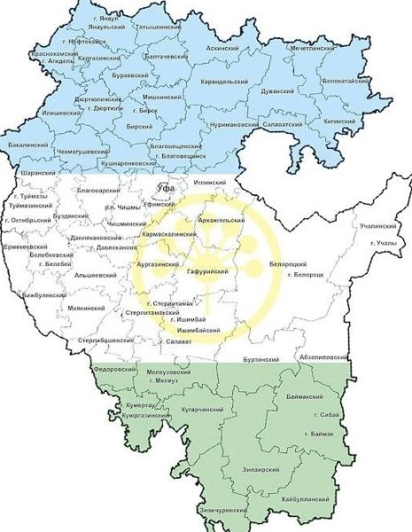 Контурная карта РБ Башкортостан