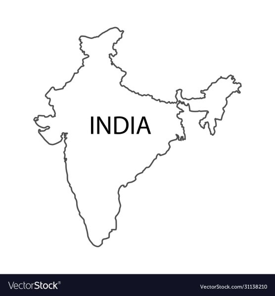 Карта Индии черно-белая