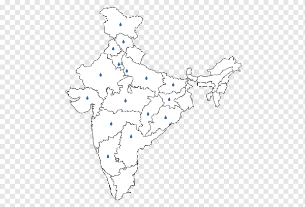 Карта Индии черно-белая