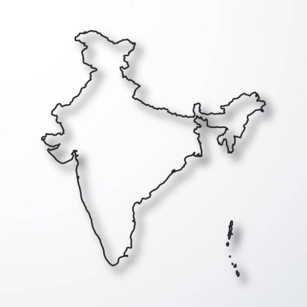 Контур Индии на белом фоне