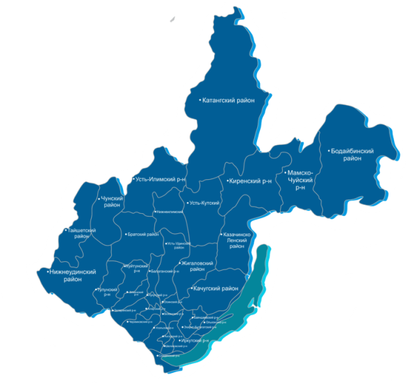 Карта Нижнеилимского района
