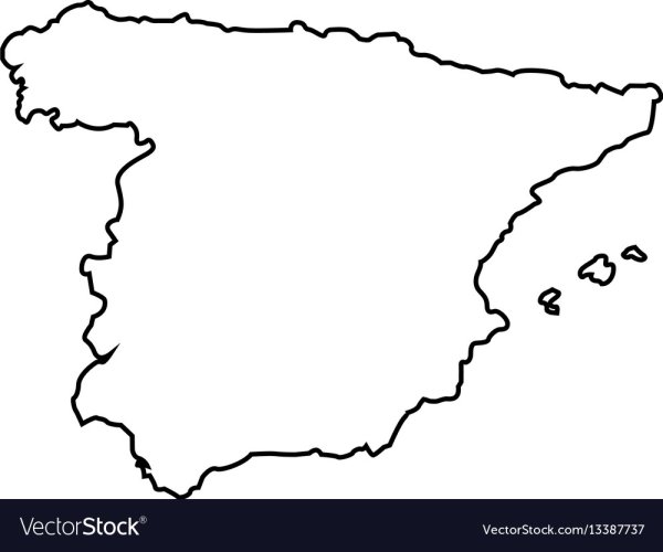 Очертания Испании на карте