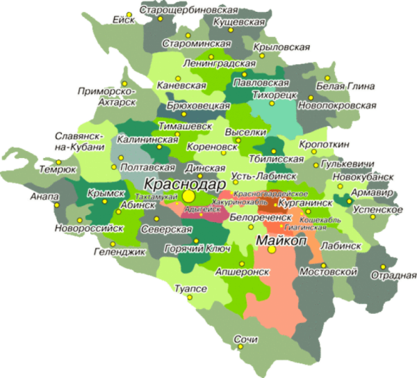 Районная карта Краснодарского края