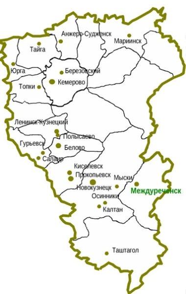 Кемеровская область Кузбасс карта