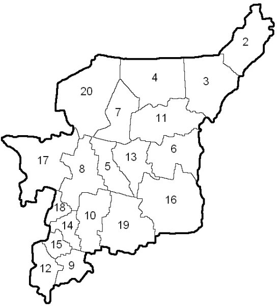 Контурная карта Республики Коми