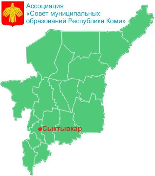 Сыктывкар на карте Коми