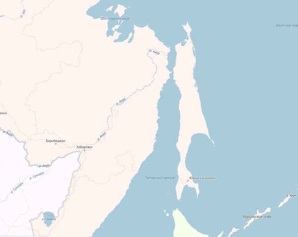 Остров Сахалин на карте России