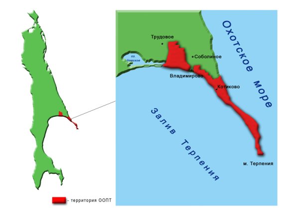 Заповедник Поронайский на карте Сахалина