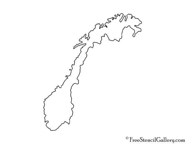 Контур Норвегии на карте