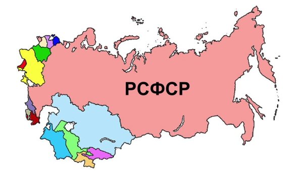 Карта РСФСР С республиками