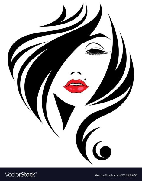 Силуэт девушки с красными губами