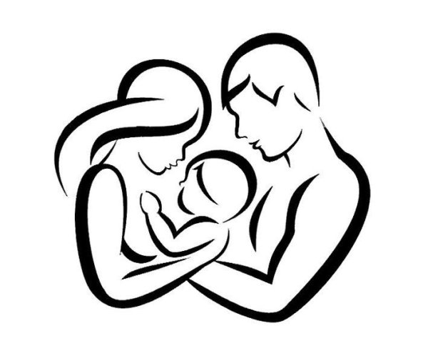 Трафарет матери и ребенка