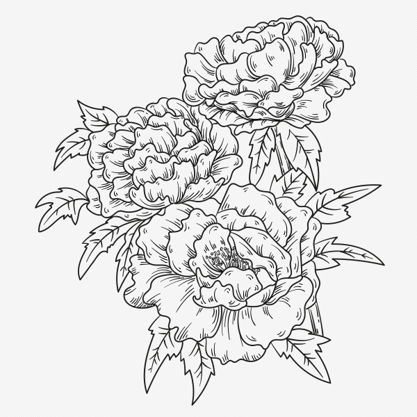 Пионы вектор тату