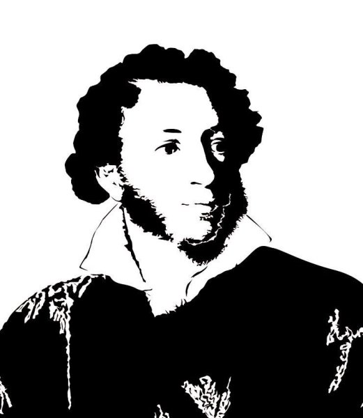 Портрет Пушкина черно белый