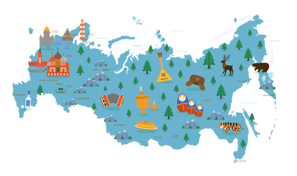 Карта России географическая для детей