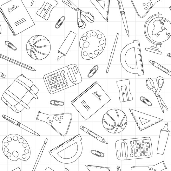 Паттерн школьные принадлежности