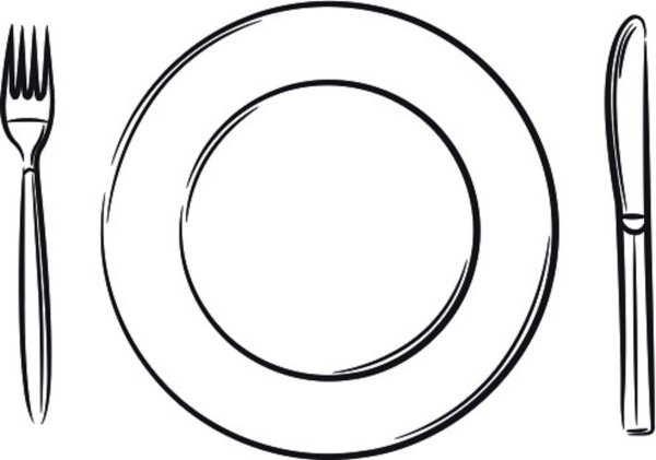 Тарелка приборы вектор контур