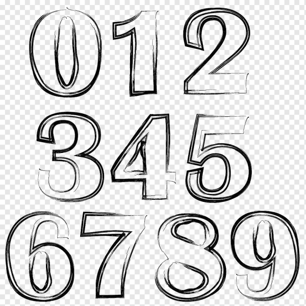 Нарисованные карандашом цифры на прозрачном фоне