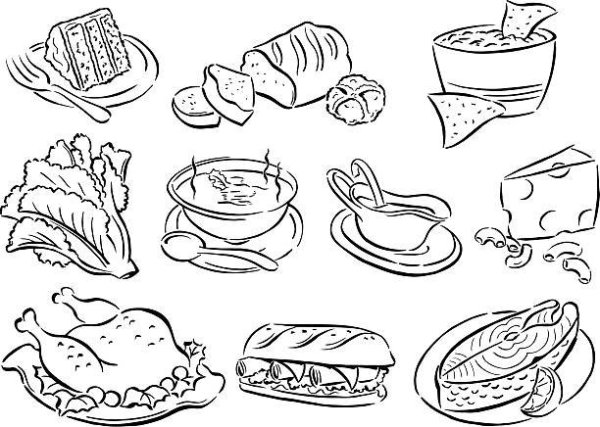 Блюдо вектор контур