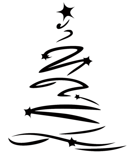 Елка вектор черно белый