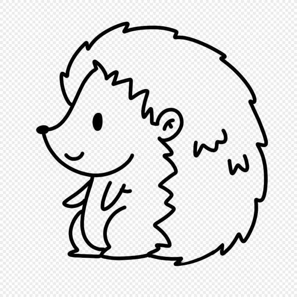 Ёжик черно белая картинка для детей на прозрачном