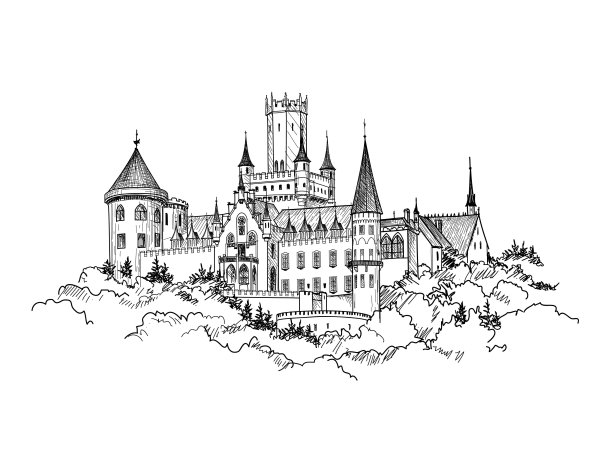 Замок Нойшванштайн скетч