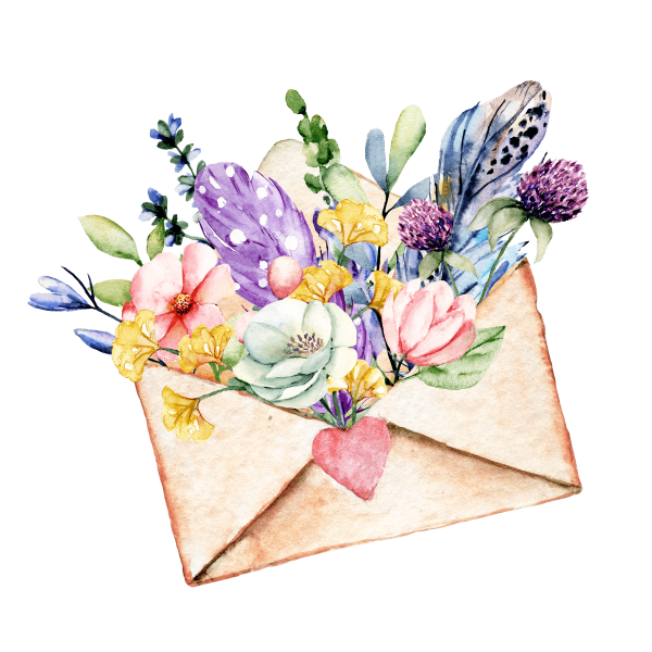 Конвертик с цветами акварель