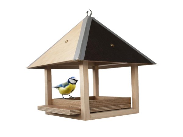 Кормушка для птиц на белом фоне