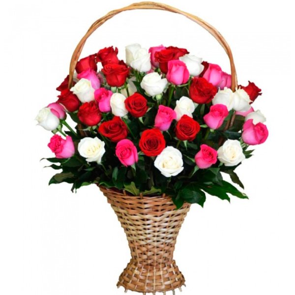 Шикарный букет роз в корзине
