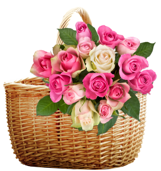 Корзина цветов на прозрачном фоне