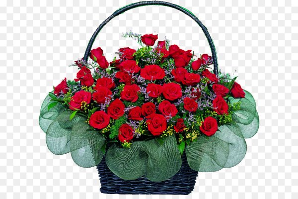 Корзина с цветами на прозрачном фоне