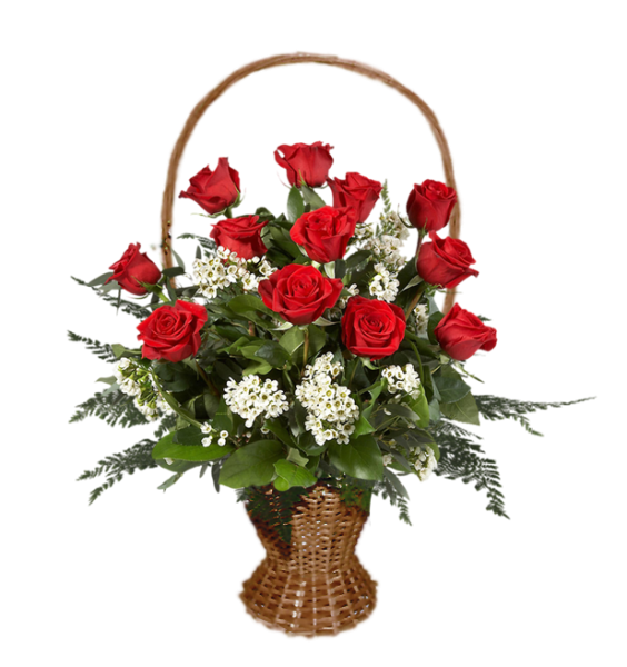 Корзина с цветами на прозрачном фоне