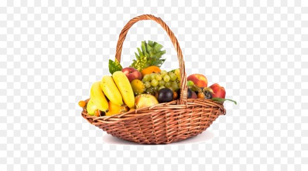 Корзинка с фруктами на белом фоне