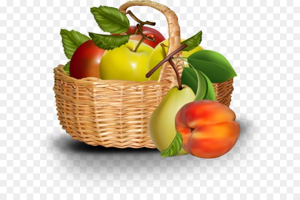 Корзина с яблоками мультяшная