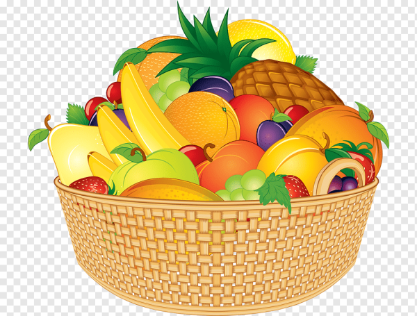 Корзина с мультяшными фруктами