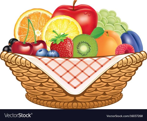 Плакат с изображением корзины с фруктами