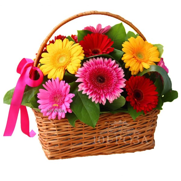 Яркая корзина с цветами