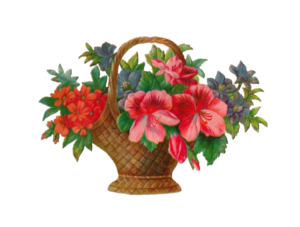 Мультяшные цветы в корзинке