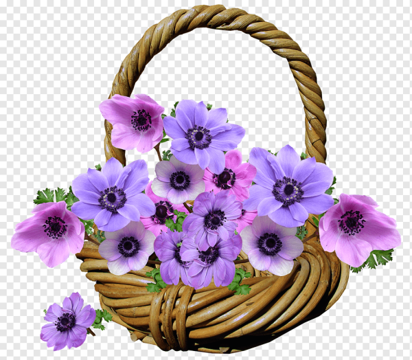 Корзина с анемонами с днем рождения