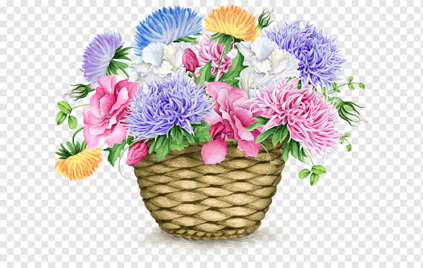 Ребенок с корзиной цветов