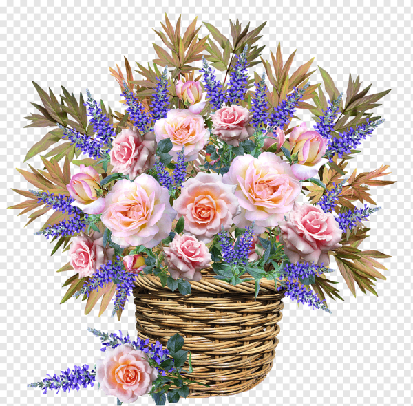 Корзинка цветов на прозрачном фоне