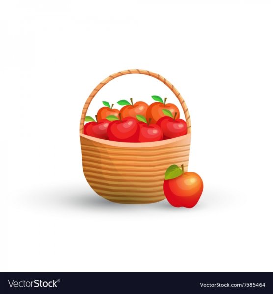 Корзинка с яблоками мультяшная