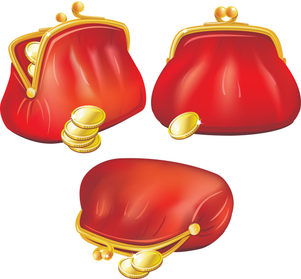 Кошелек красный с монетками детский