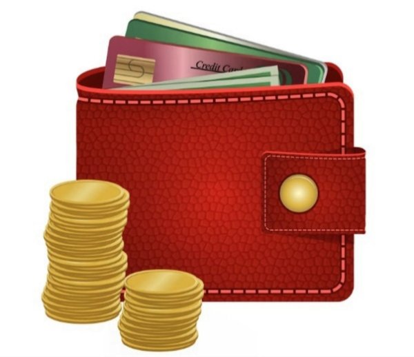 Кошелек с монетами на прозрачном фоне