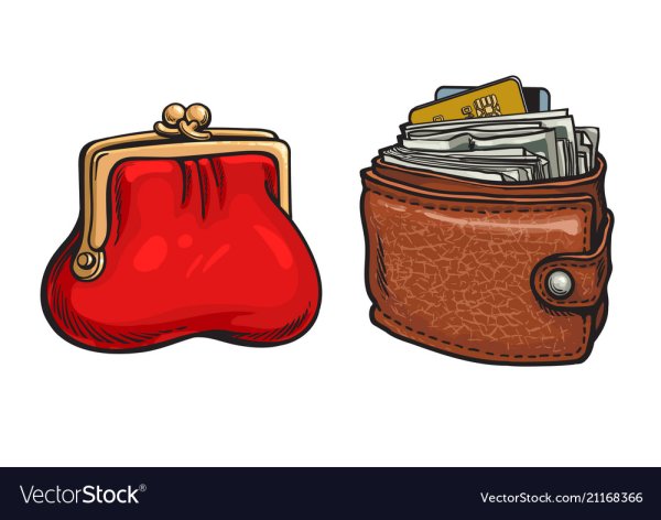 Нарисованный кошелек на белом фоне