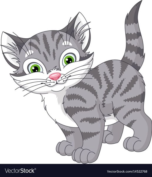 Полосатая кошка мультяшная