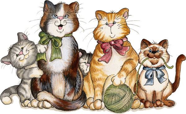 Семья кошек мультяшная