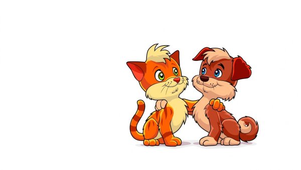 Кошка и собака мультяшные