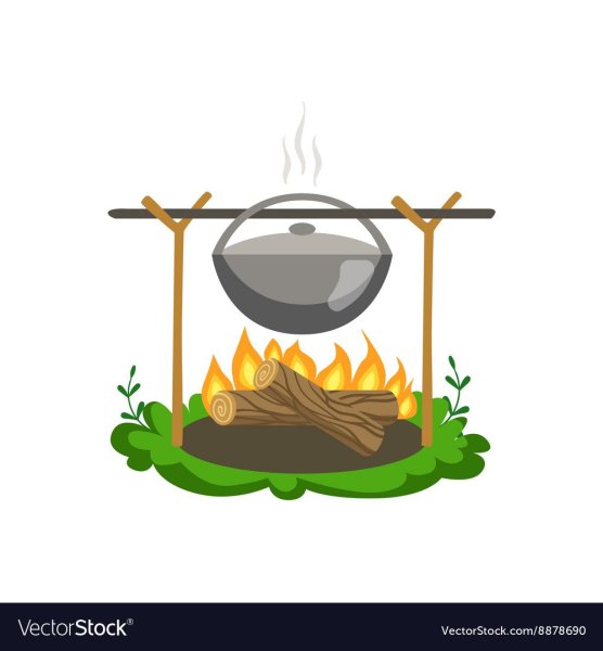 Котелок на костре вектор